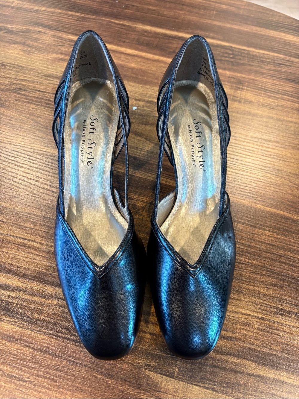 Vintage Soft Style Black Leather Dress Heels
